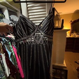 Glam Black and Silver Strapless Dress